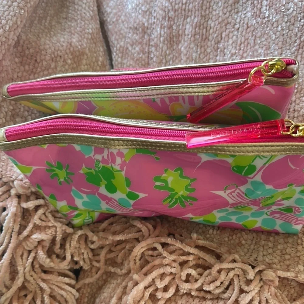 Lilly Pulitzer Pink Floral and Lemon Cosmetic Bags